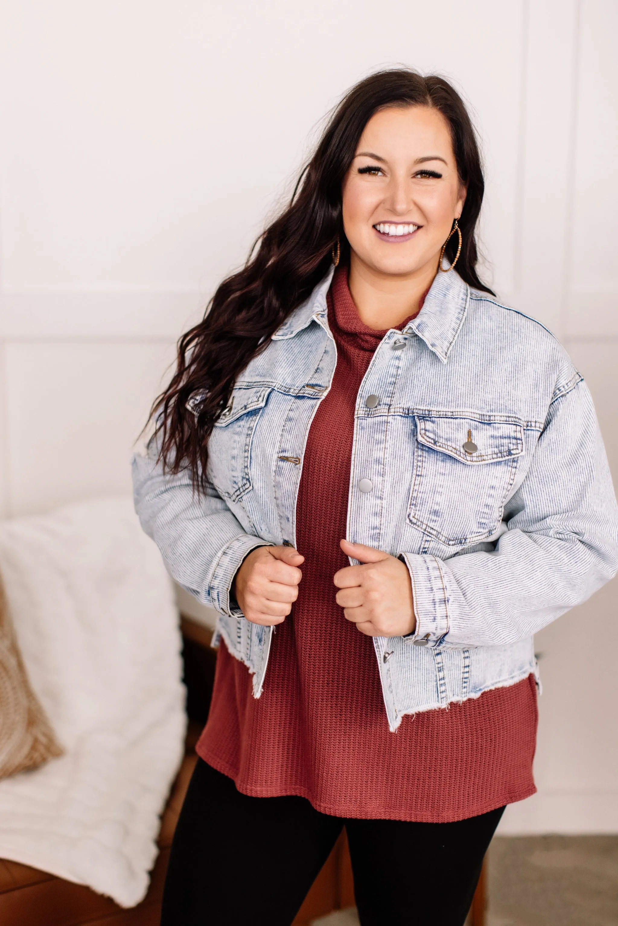 Going Places Pin Striped Denim Jacket