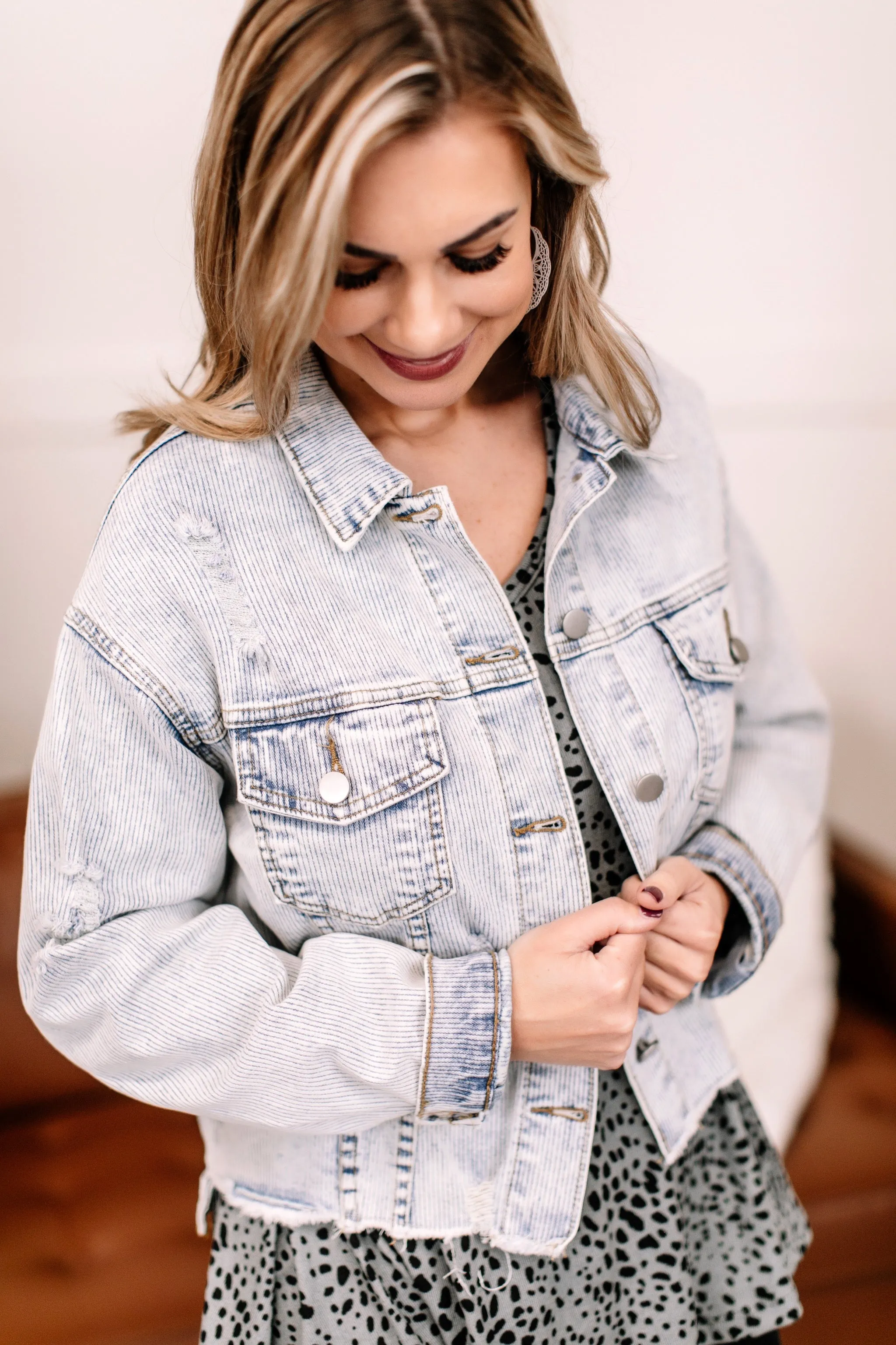 Going Places Pin Striped Denim Jacket