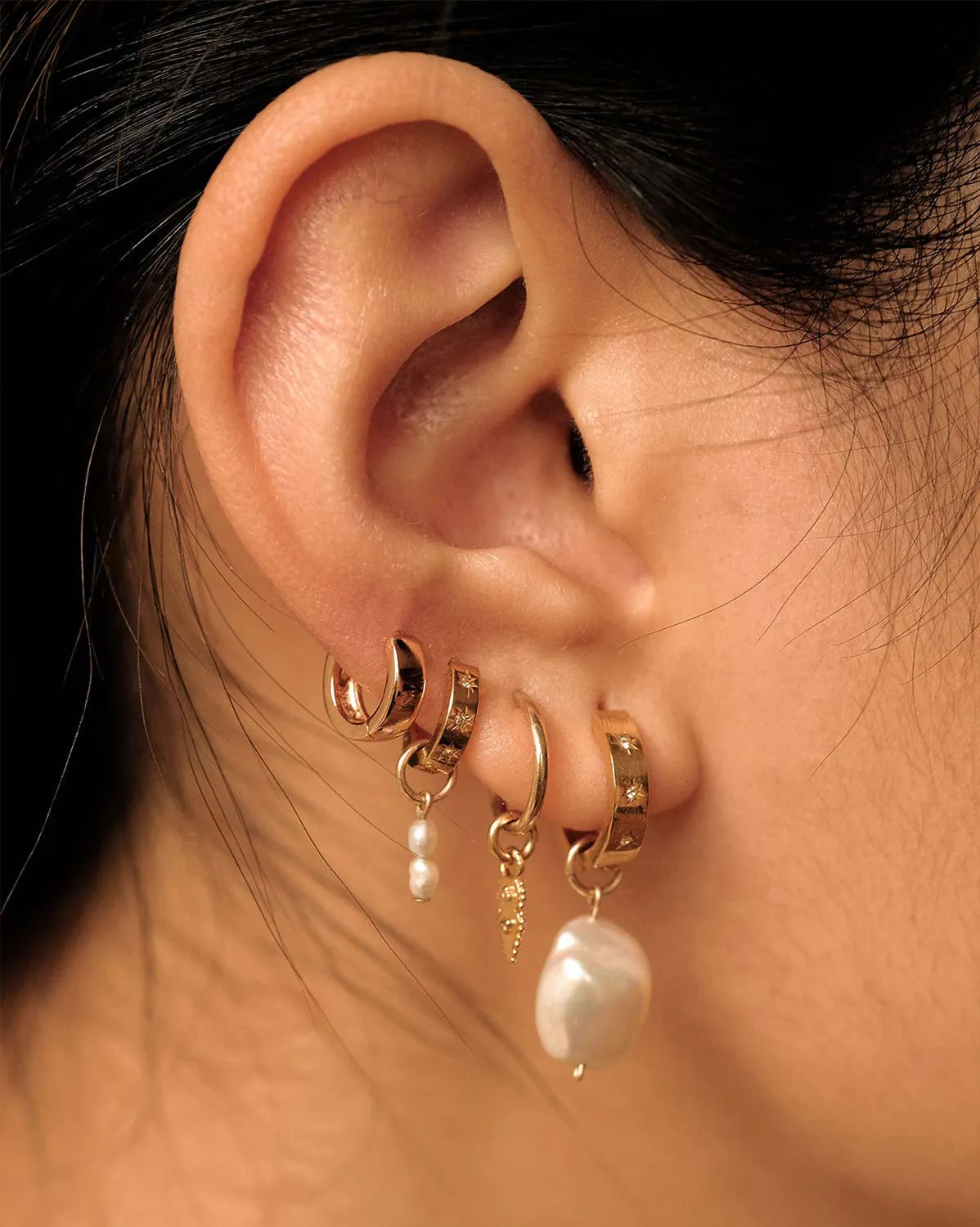 Gold Ivy Huggie Hoops