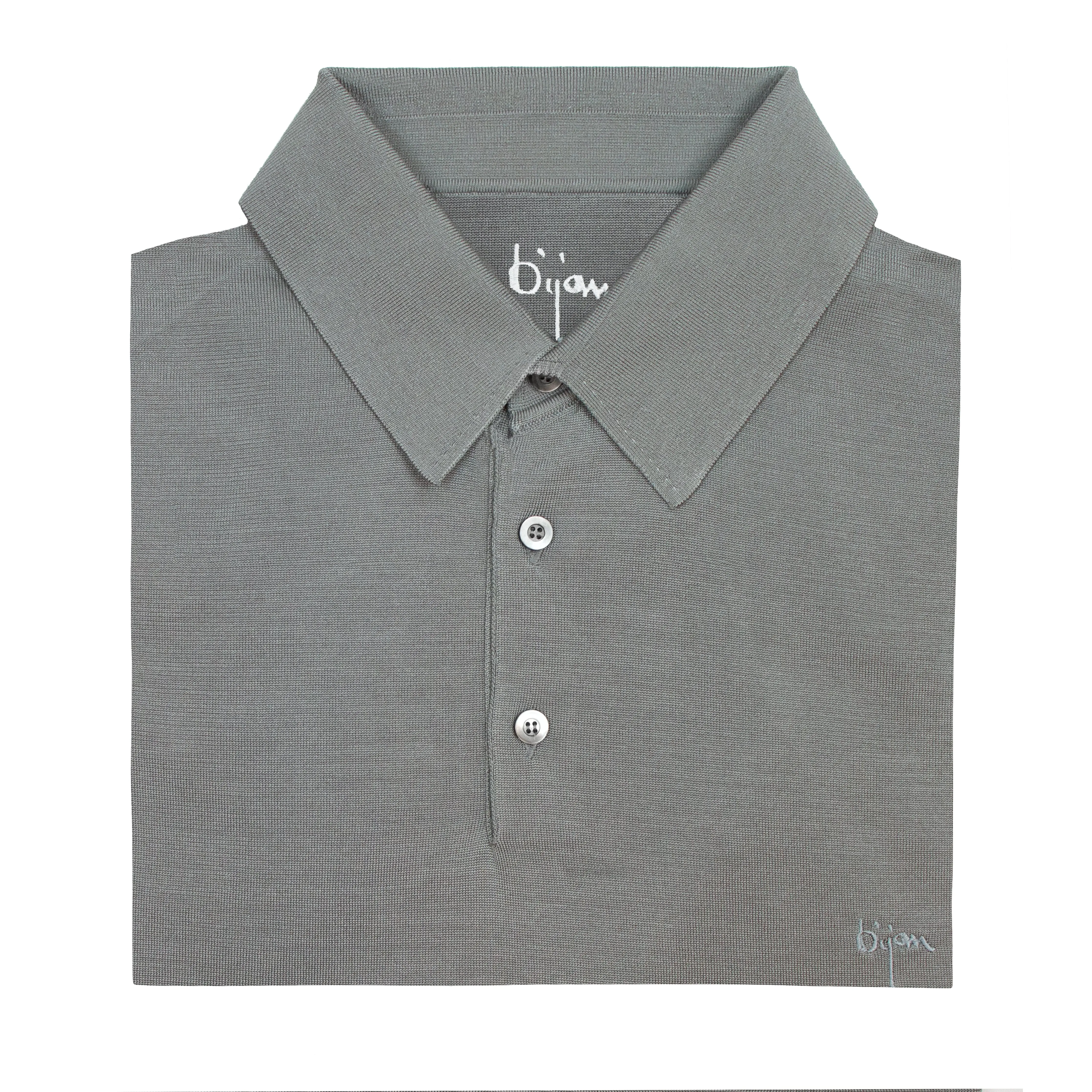 Gray Short Sleeve Pure Silk Polo Shirt