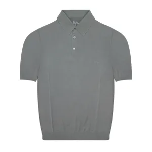 Gray Short Sleeve Pure Silk Polo Shirt
