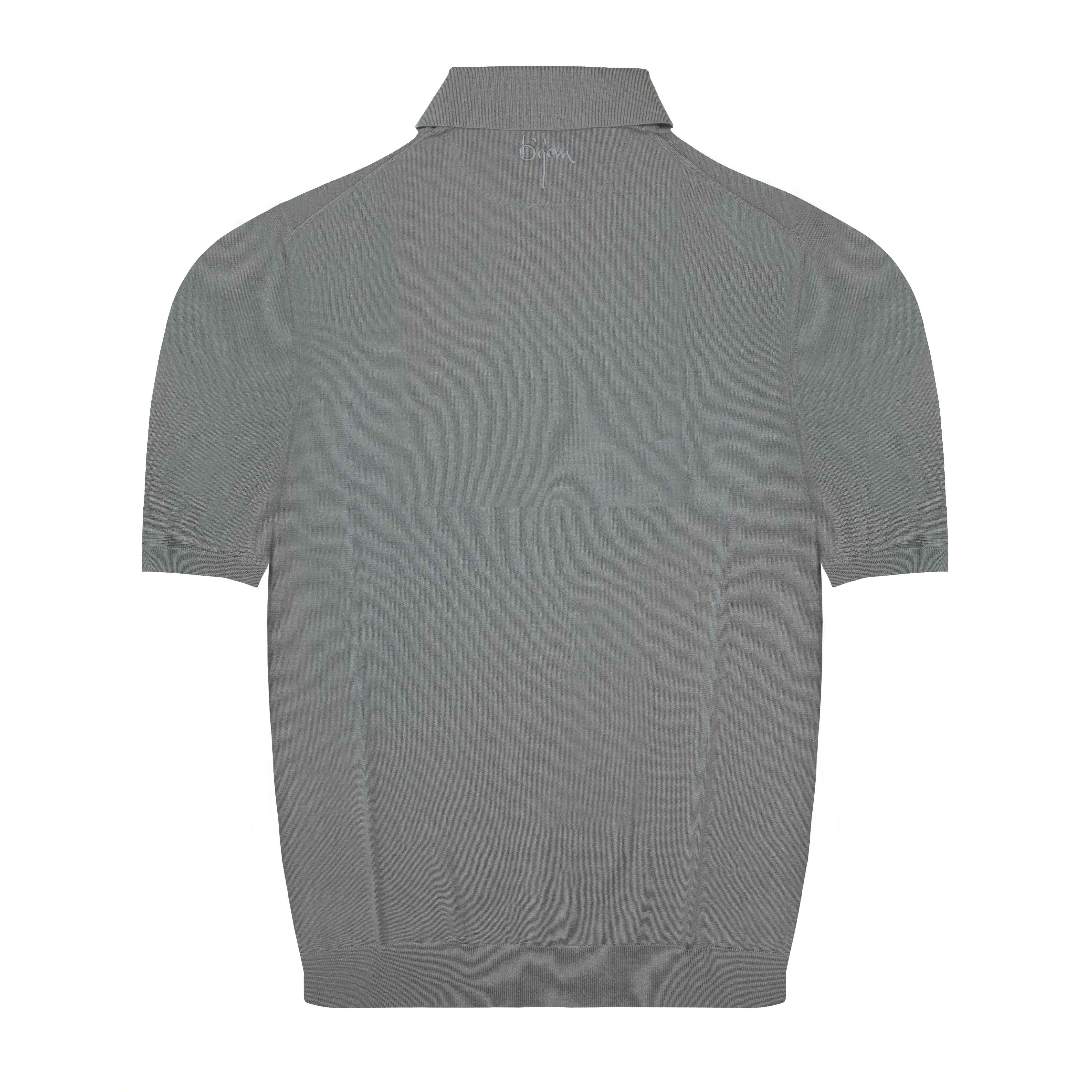 Gray Short Sleeve Pure Silk Polo Shirt