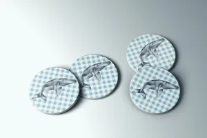 Grey Whale and Blue Plaid coaster set | set of 2 or 4 coasters | Preppy Coastal Collection