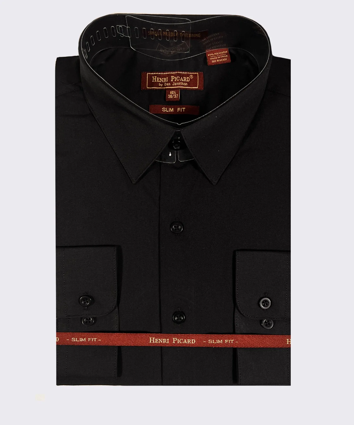 Henri Picard Regular Slim Fit Dress Shirt - Black