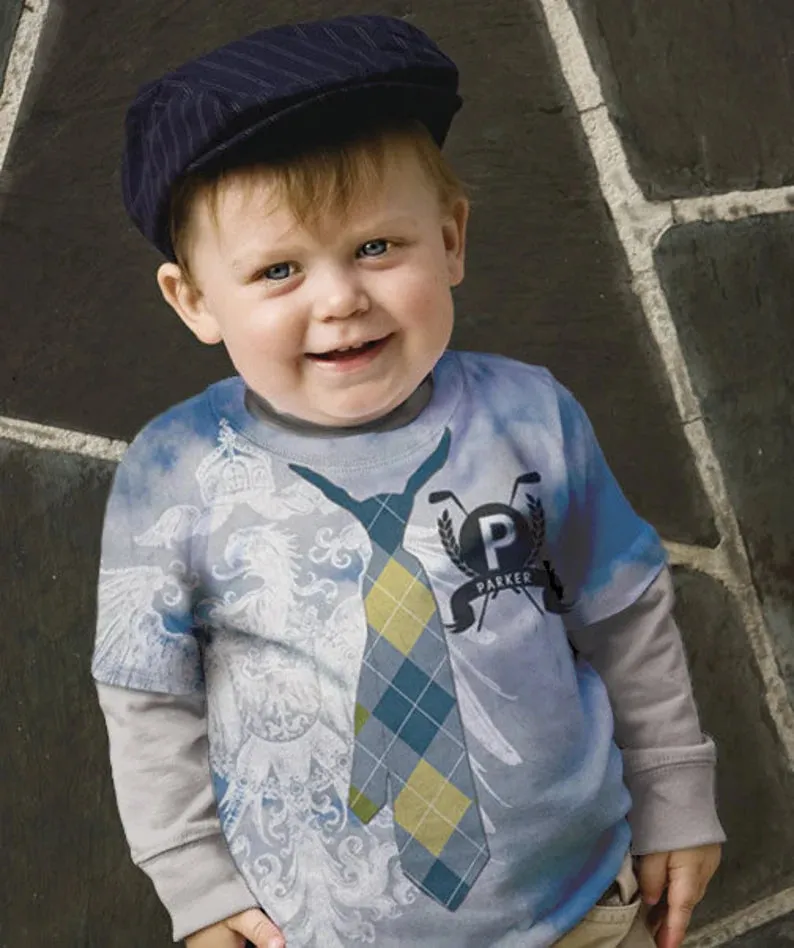 HPSP Shirt, Personalized Shirt, Tie Golf T Shirt - Personalized Toddler Boy's Argyle Name T-Shirt , Monogrammed.