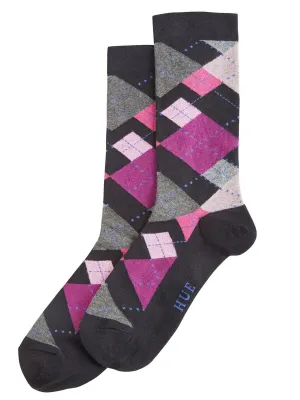 HUE Women's Skewed Argyle Crew Socks. U17868