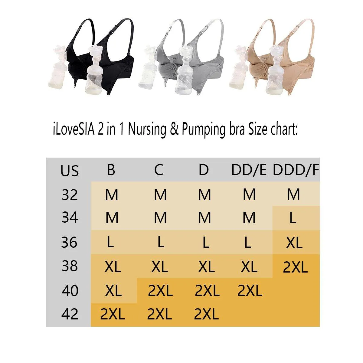 iloveSIA 2 in 1 Nursing & Pumping Bra All in One Hands Free Pump Nurse Bra