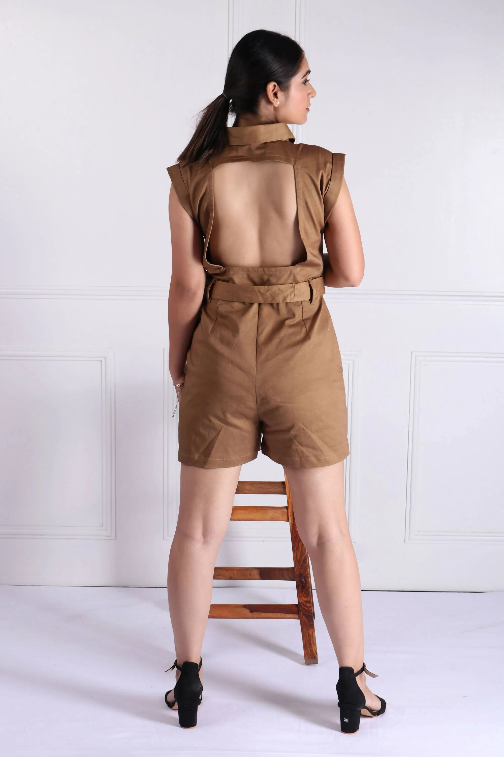 Juno Coffee Brown Playsuit