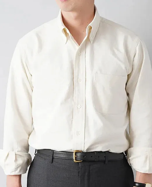 Kamakura Vintage Ivy Plain Oxford Button Down Shirt - Ecru