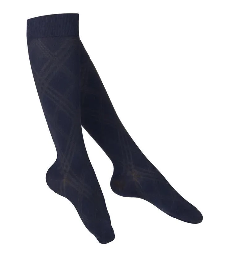 Ladies' TOUCH Argyle Pattern Compression Socks / 15-20 mmHg, Black,1064