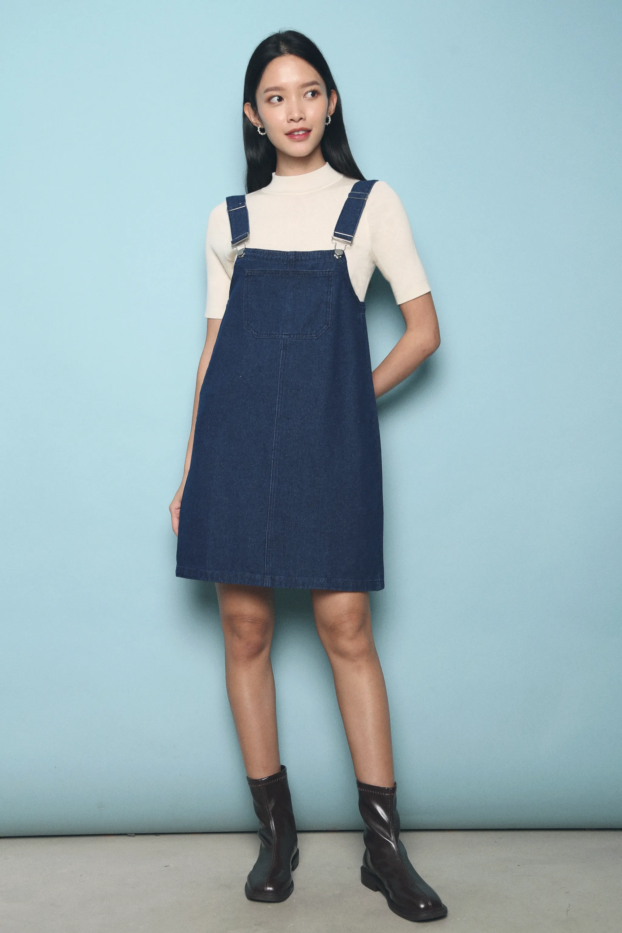 Lassie Pinafore Denim Dress Dark