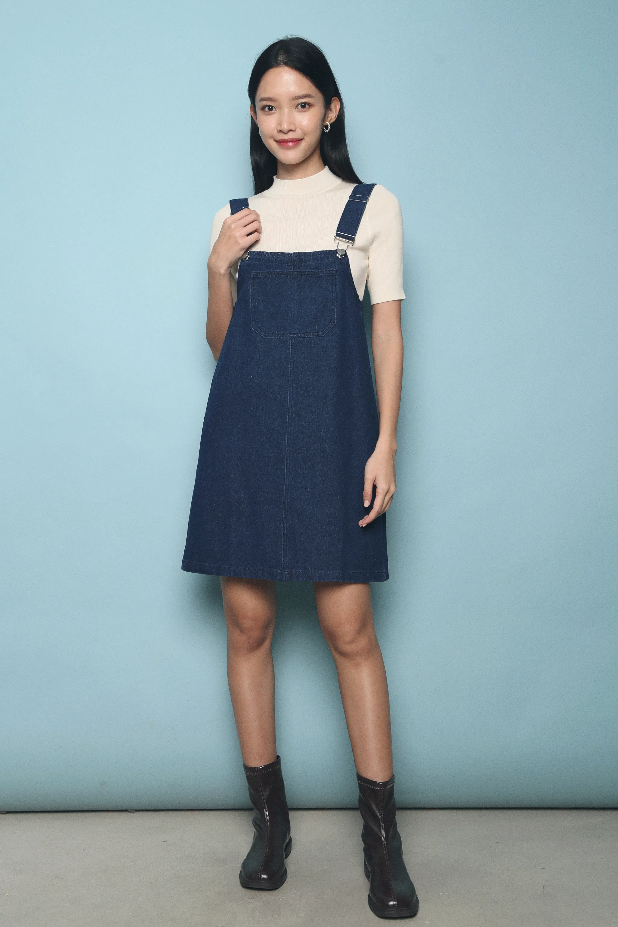 Lassie Pinafore Denim Dress Dark