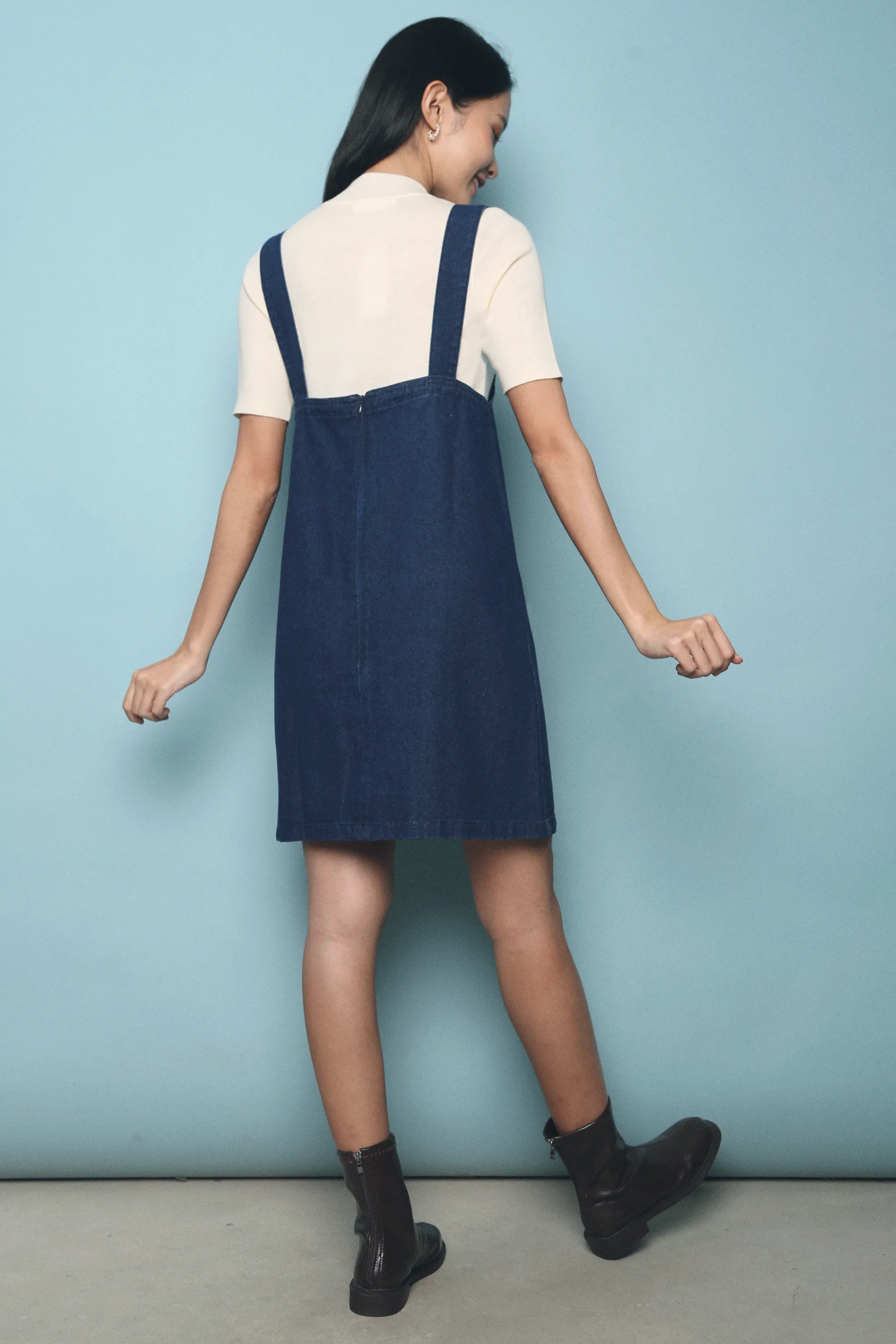 Lassie Pinafore Denim Dress Dark