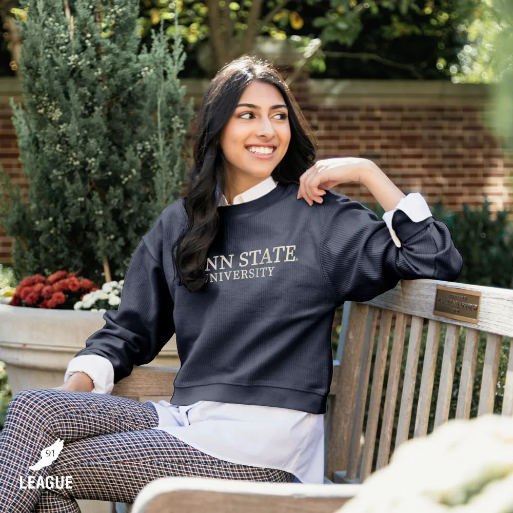 League Ladies Corded Crop Crew Neck Sweatshirt
