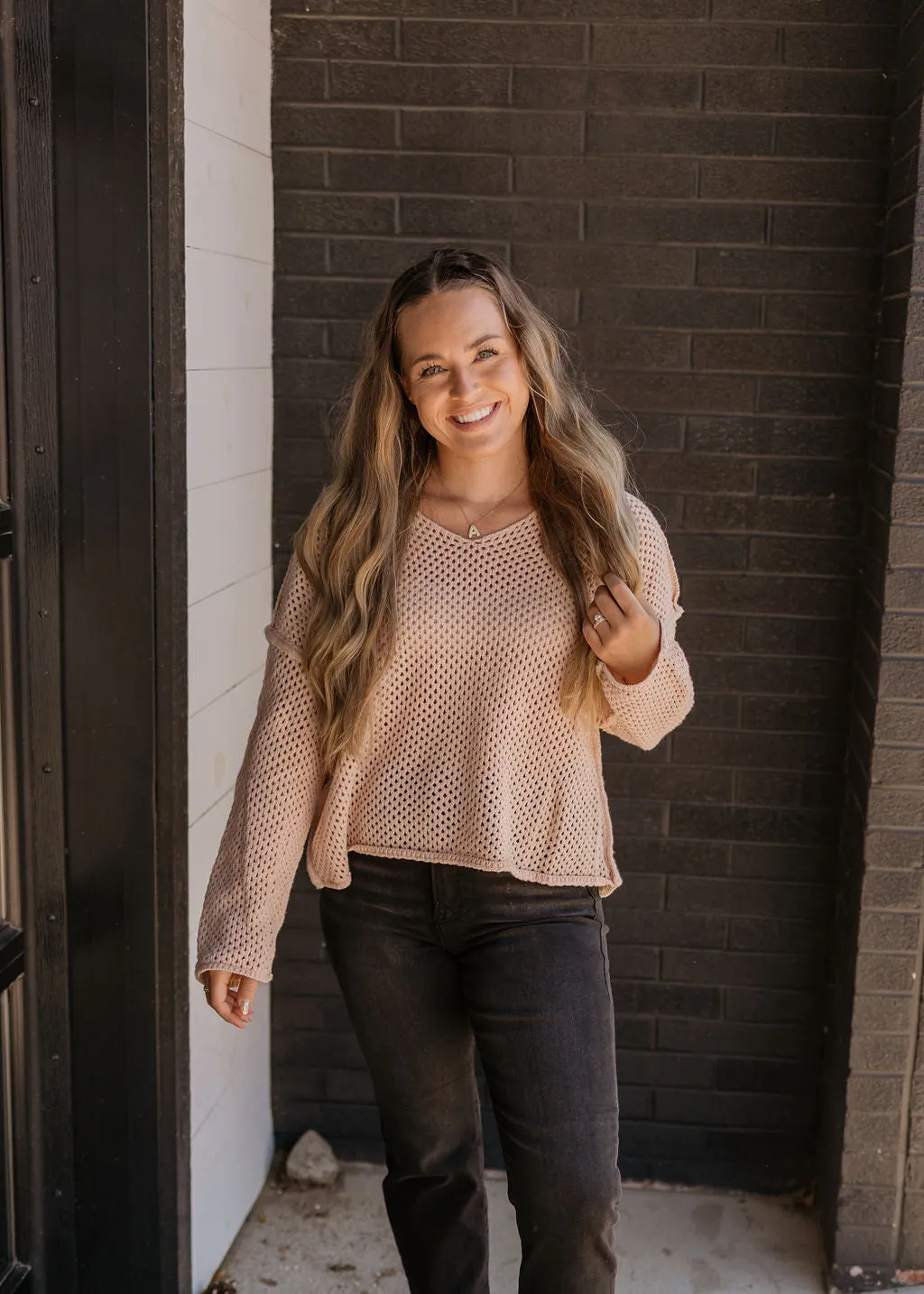 LEIGHTON FISHNET SWEATER TOP BY IVY & CO