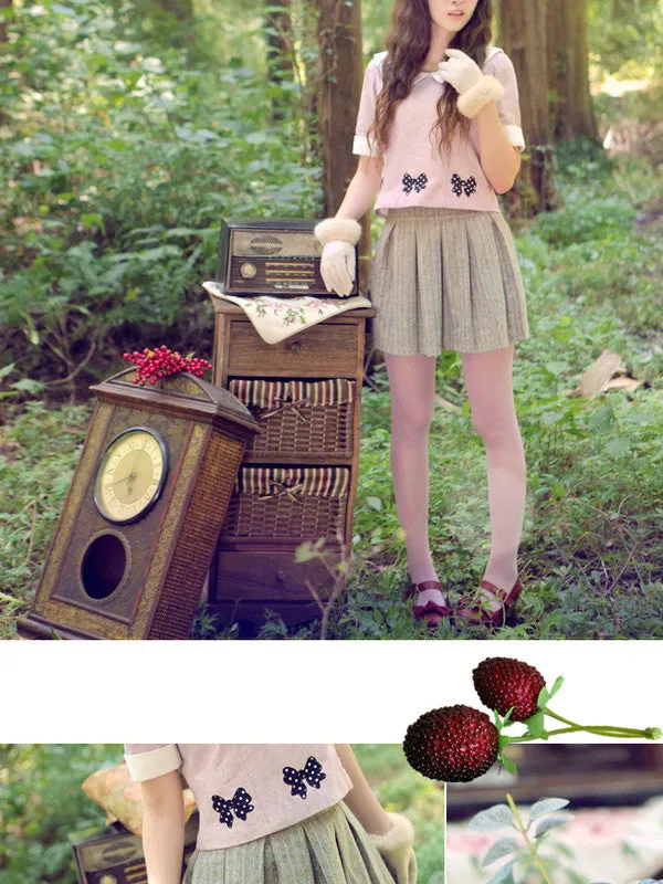 light grey knitted plaid skirt