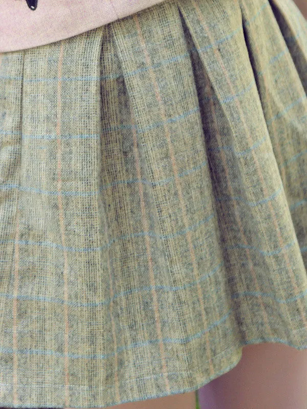 light grey knitted plaid skirt