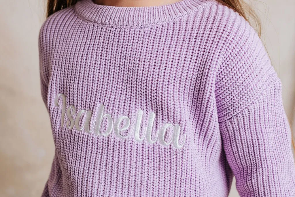 Lilac Knitted Personalised Jumper