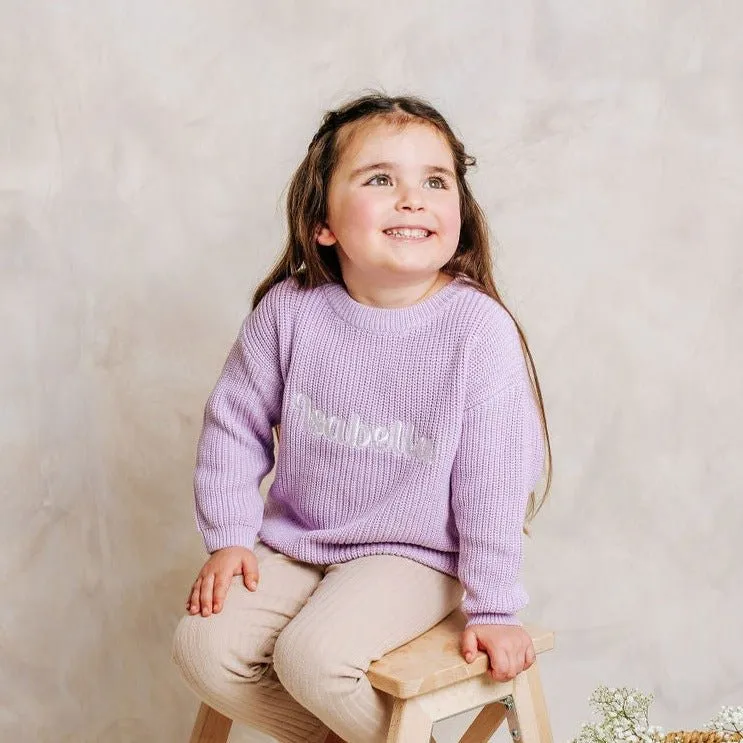 Lilac Knitted Personalised Jumper