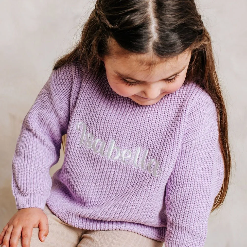 Lilac Knitted Personalised Jumper