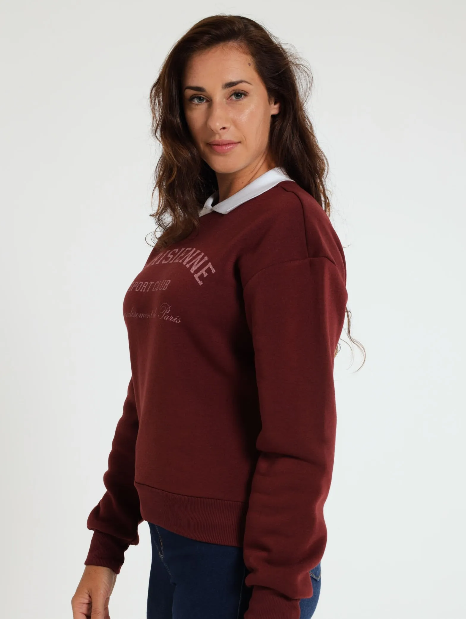 Long Sleeve Preppy Active Top - Burgundy