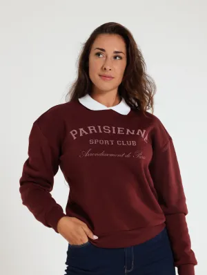 Long Sleeve Preppy Active Top - Burgundy