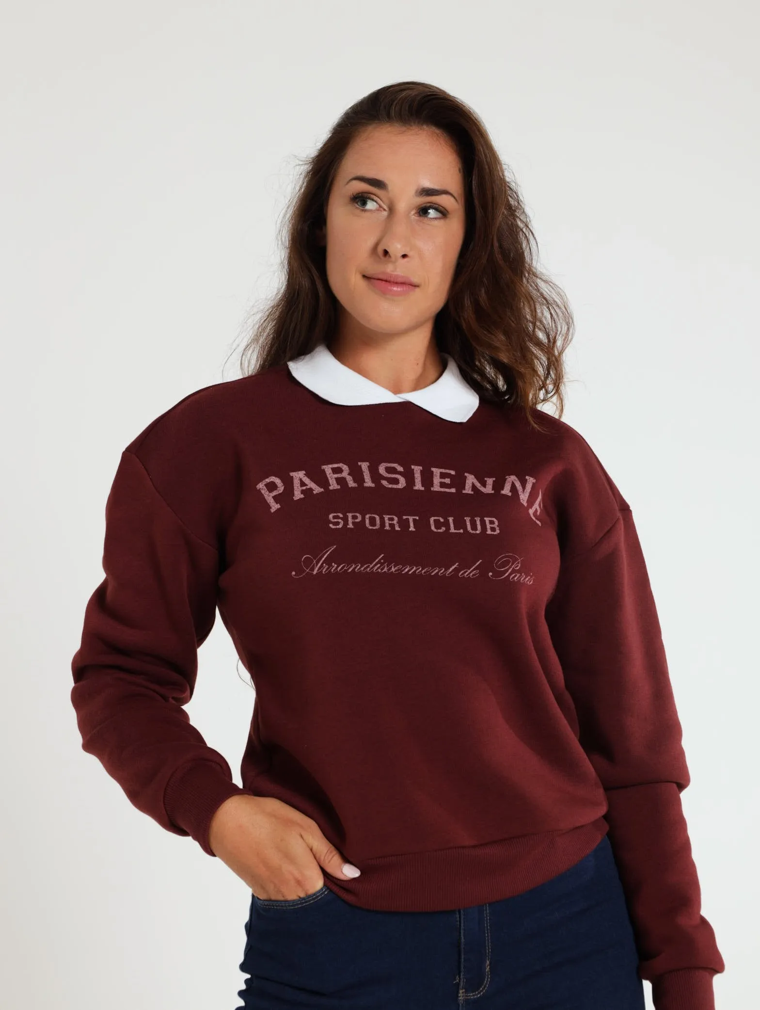 Long Sleeve Preppy Active Top - Burgundy