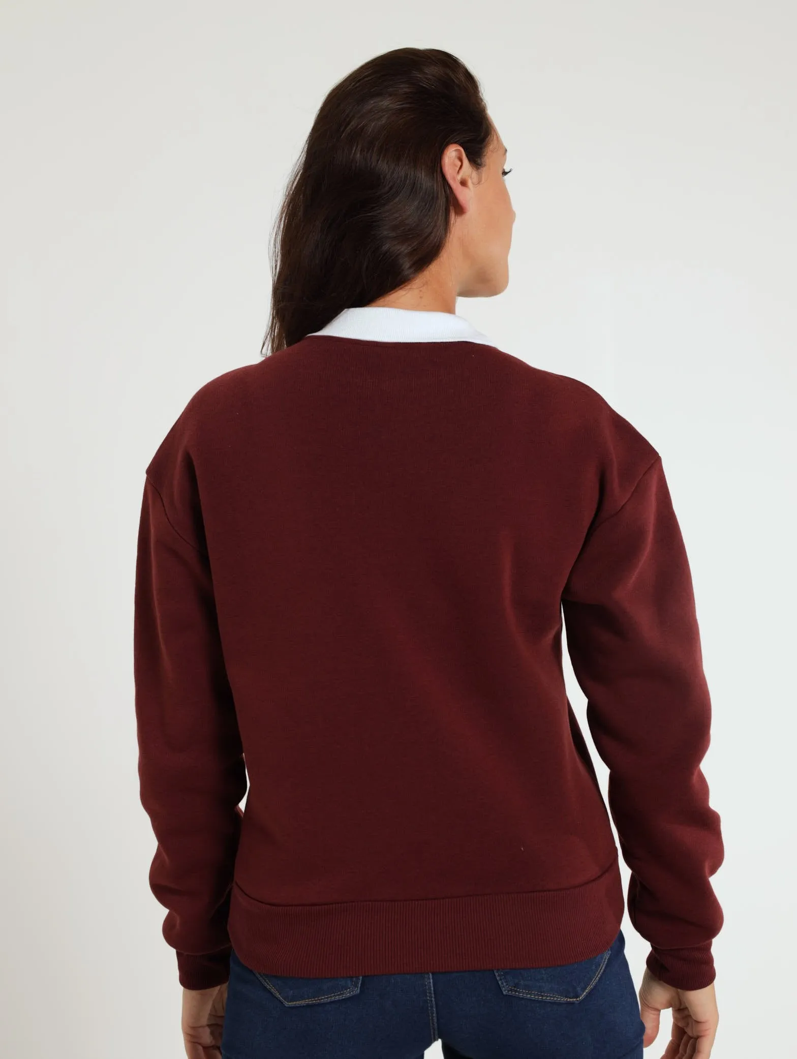 Long Sleeve Preppy Active Top - Burgundy