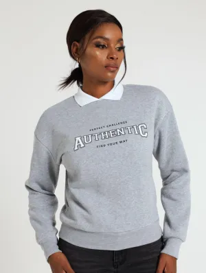 Long Sleeve Preppy Active Top - Grey Melange