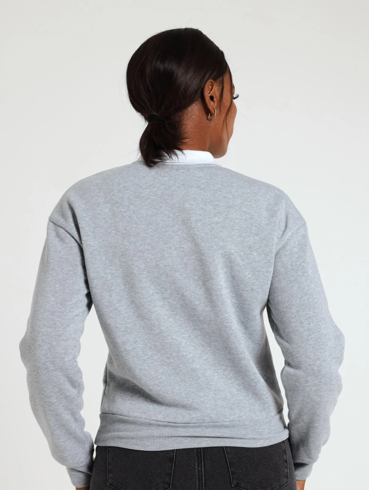 Long Sleeve Preppy Active Top - Grey Melange