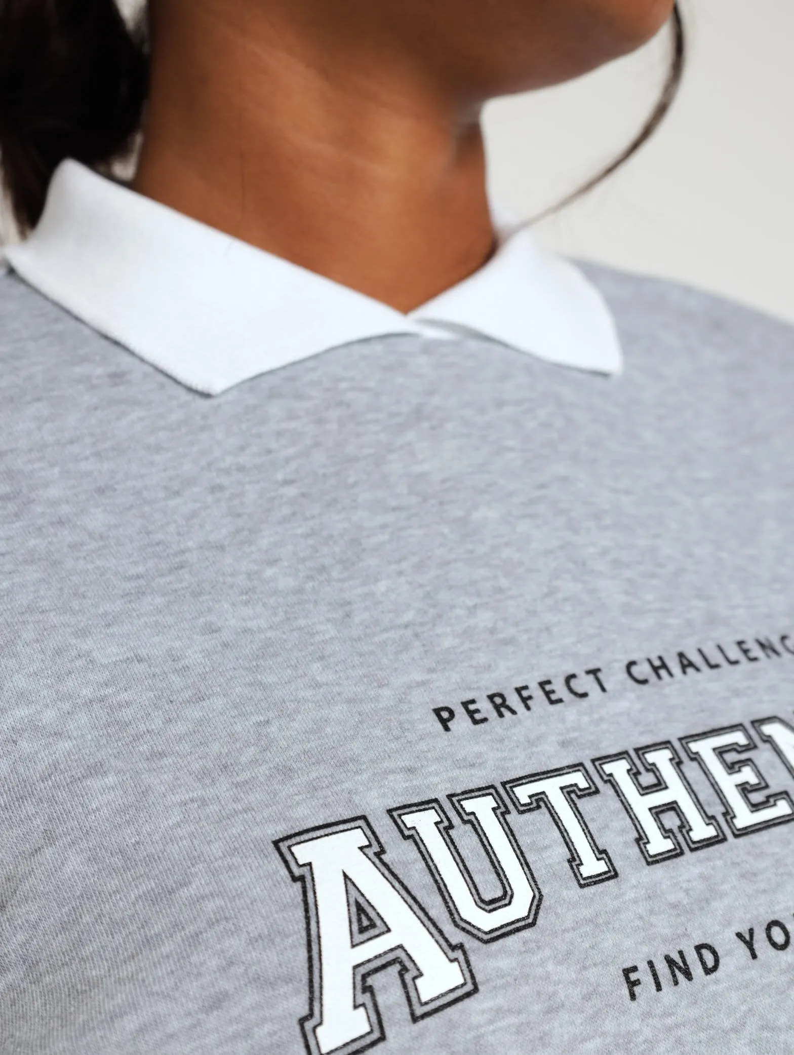 Long Sleeve Preppy Active Top - Grey Melange