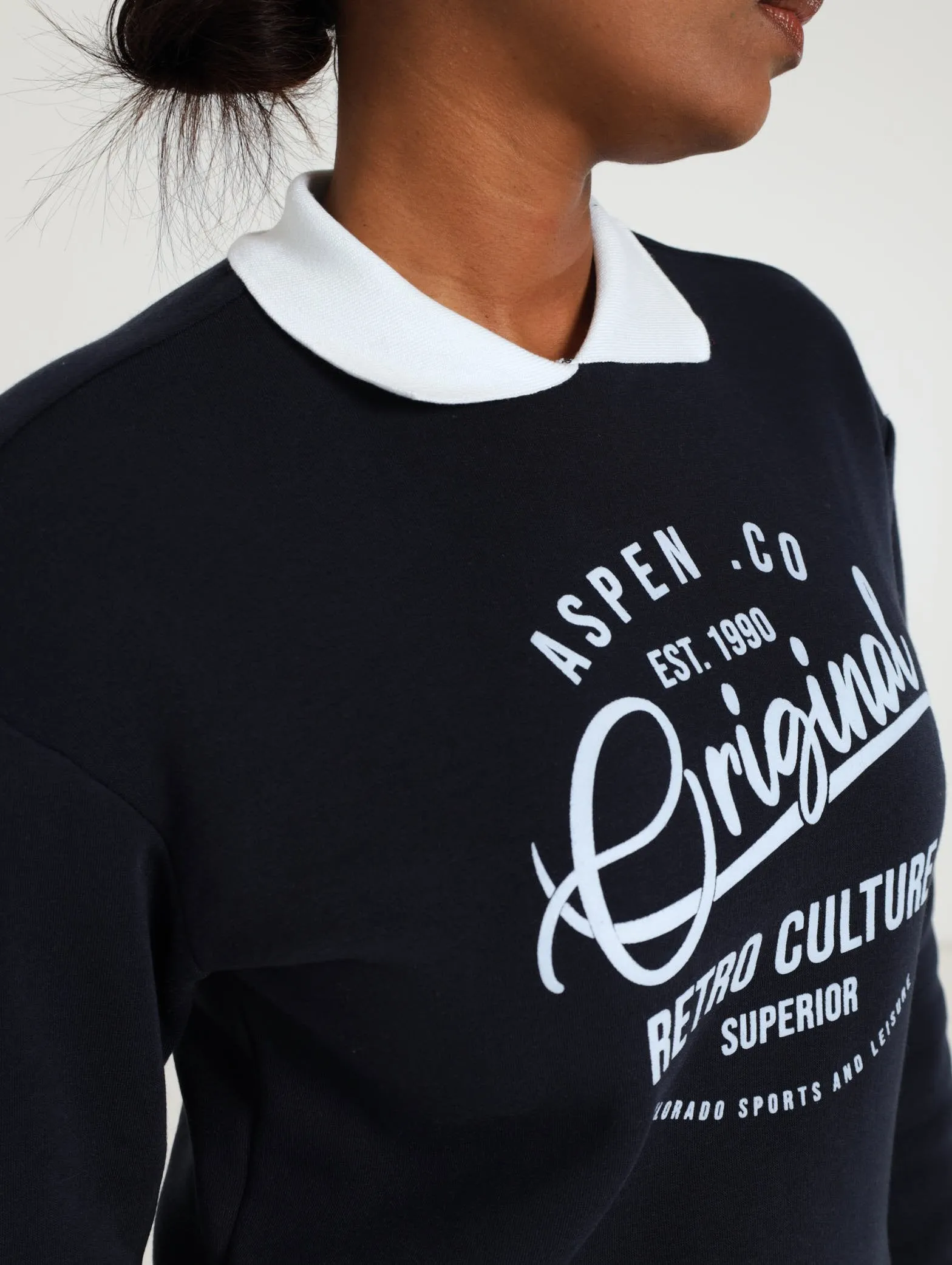 Long Sleeve Preppy Active Top - Navy