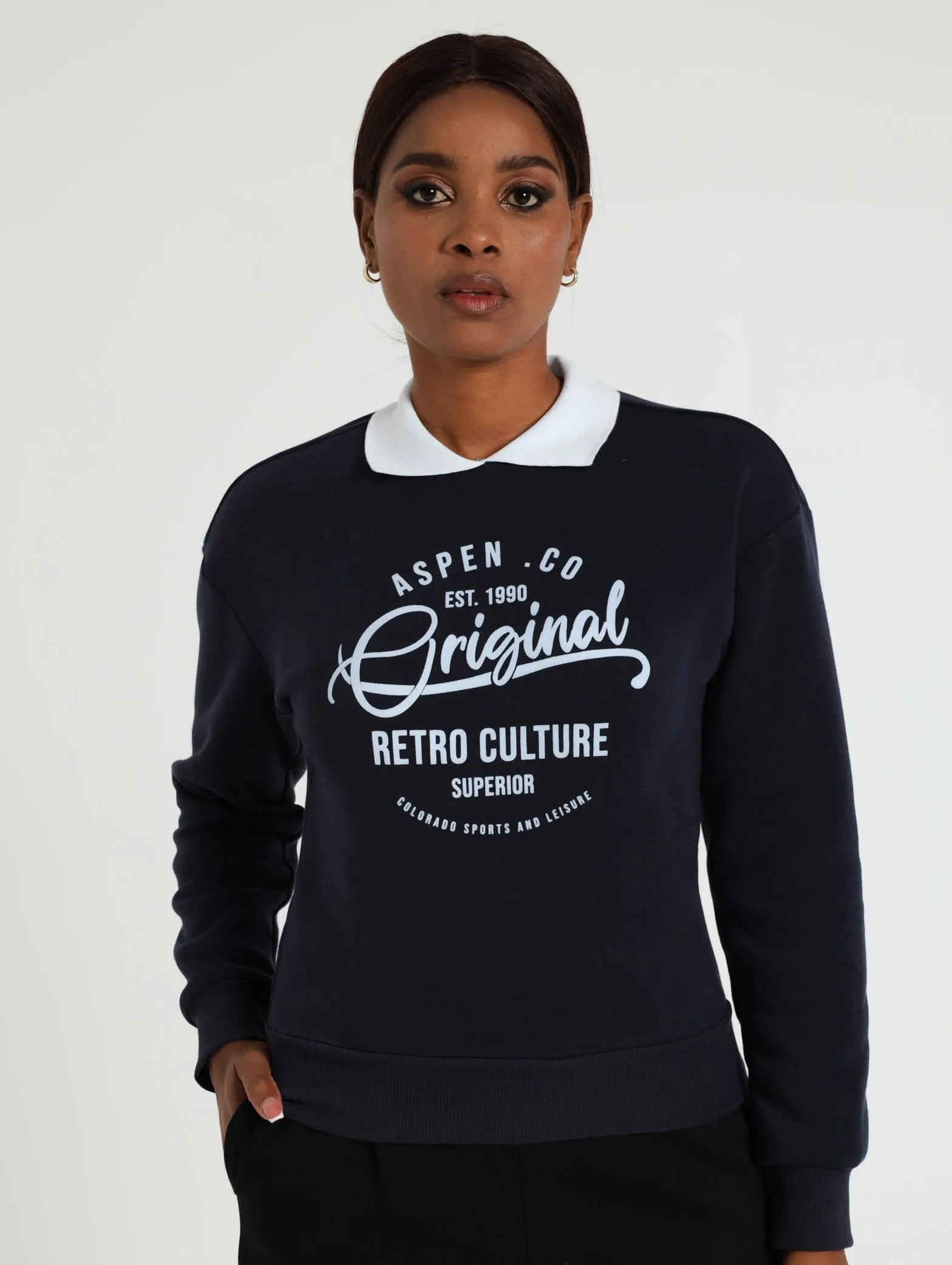 Long Sleeve Preppy Active Top - Navy