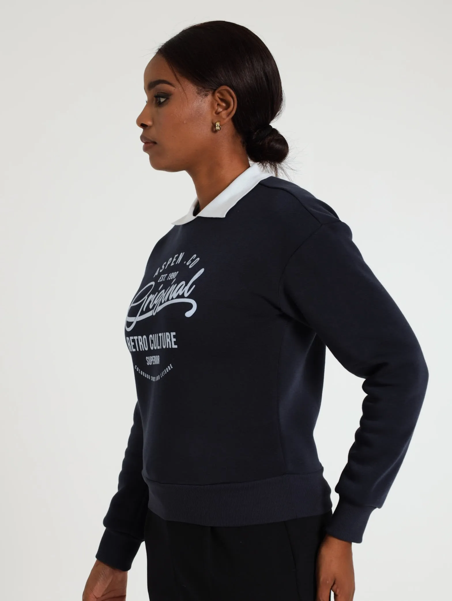 Long Sleeve Preppy Active Top - Navy