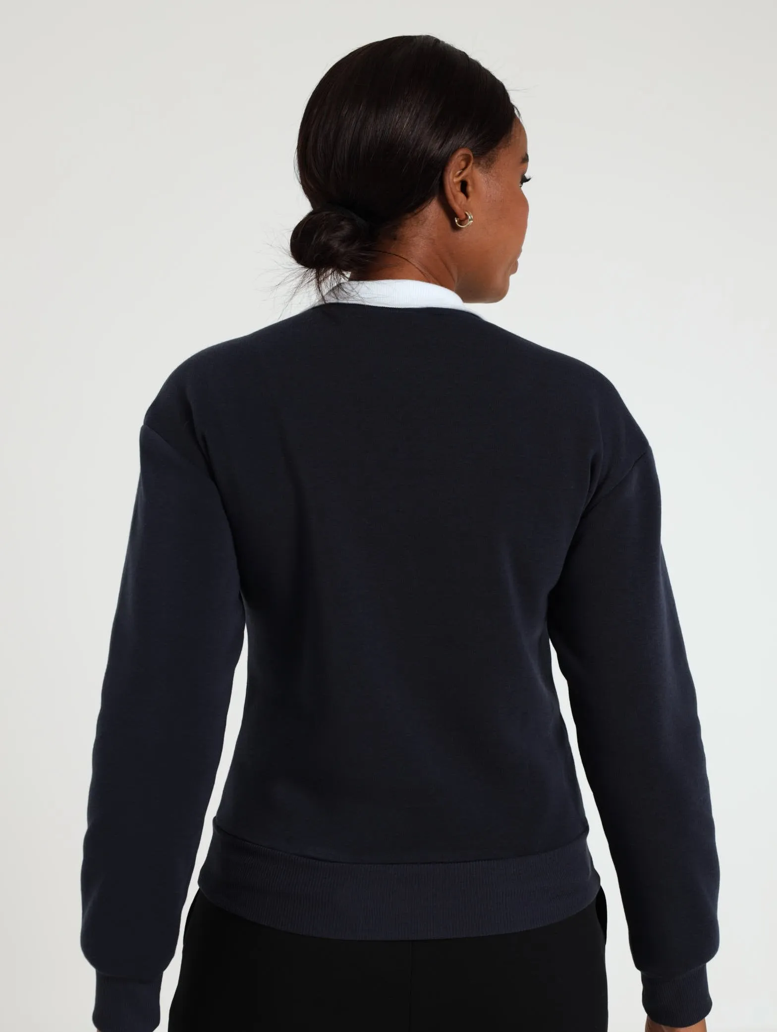 Long Sleeve Preppy Active Top - Navy