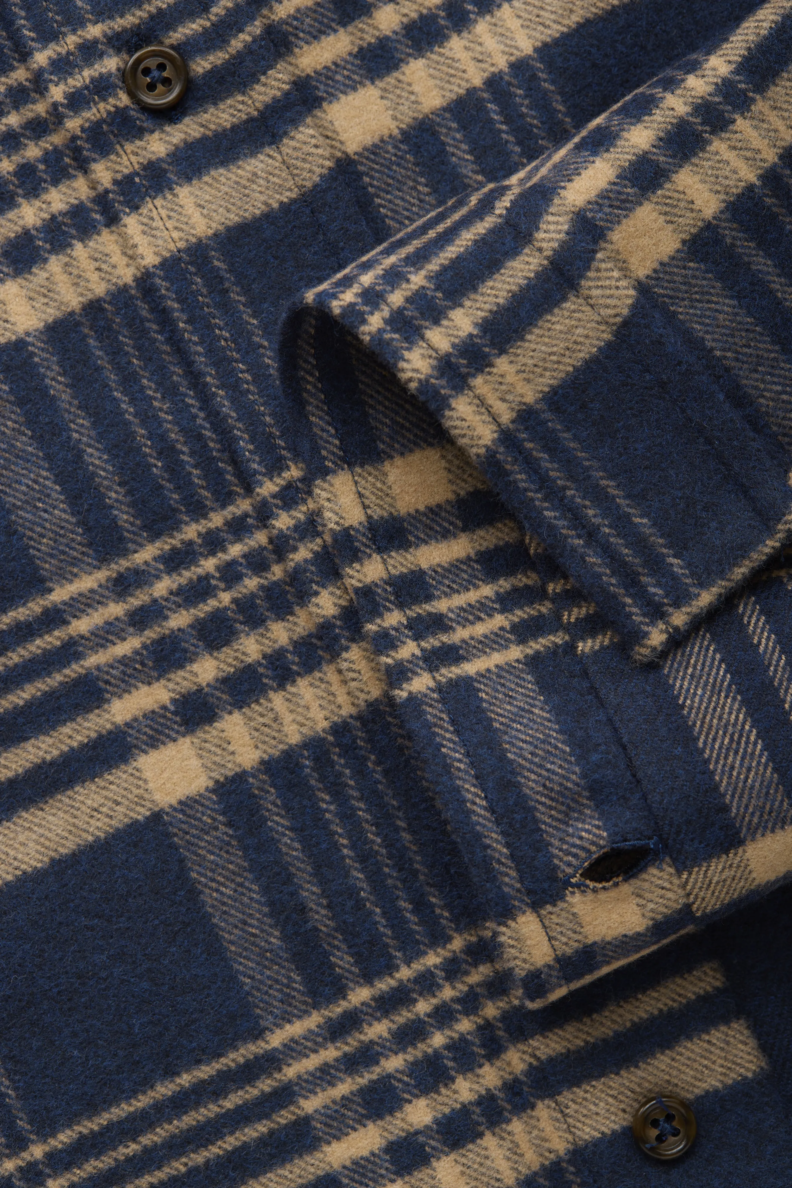 Long Sleeve Regular Button Down Shirt Navy and Tan