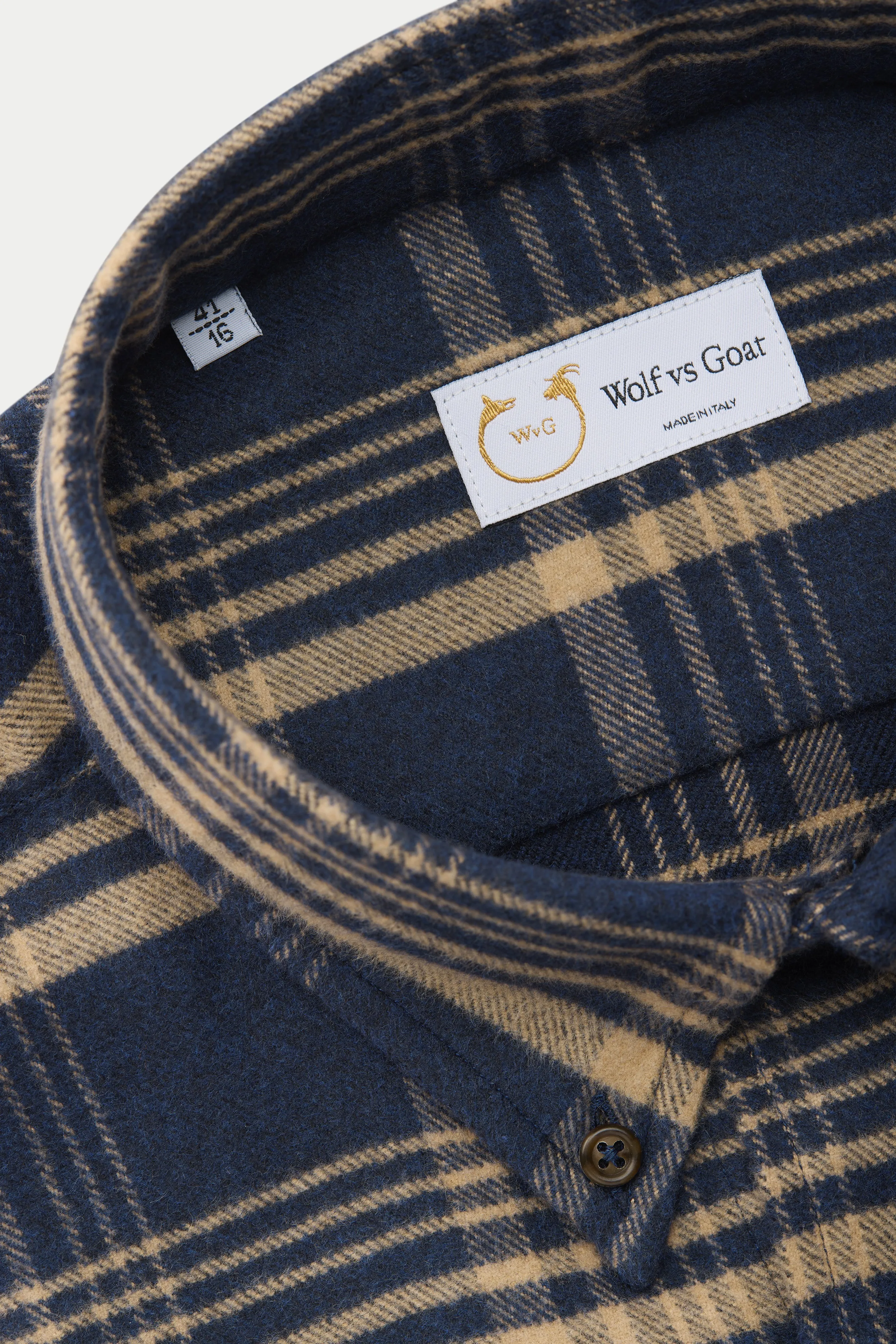 Long Sleeve Regular Button Down Shirt Navy and Tan