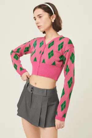 Loretta Highteen Argyle Cardigan