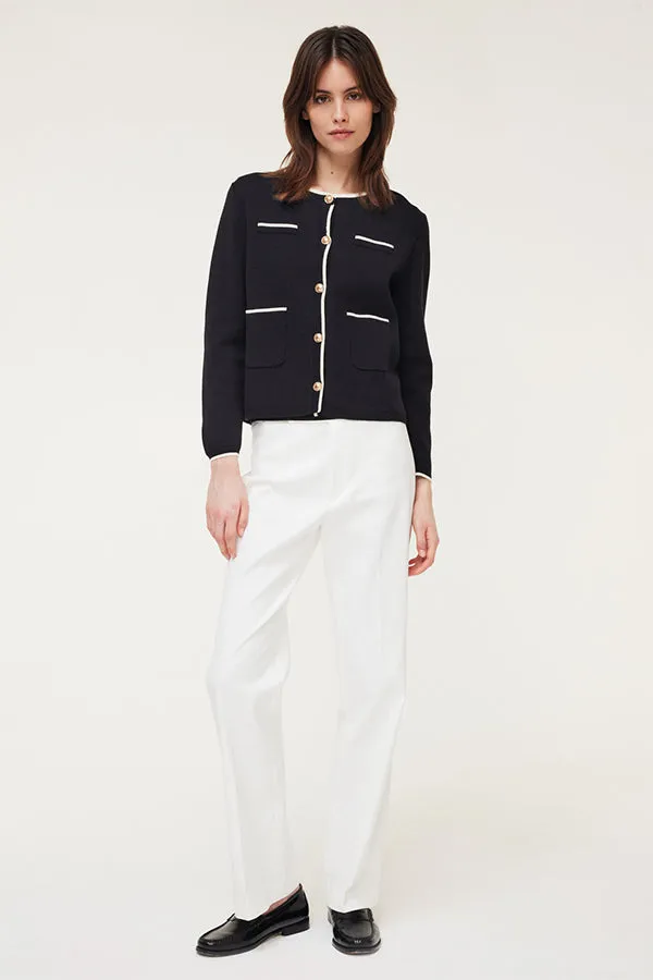 LYNSHA CONTRASTED TRIM CARDIGAN