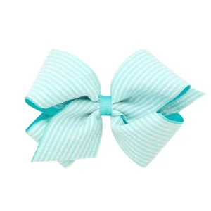 Medium Seersucker Grosgrain Overlay Bow