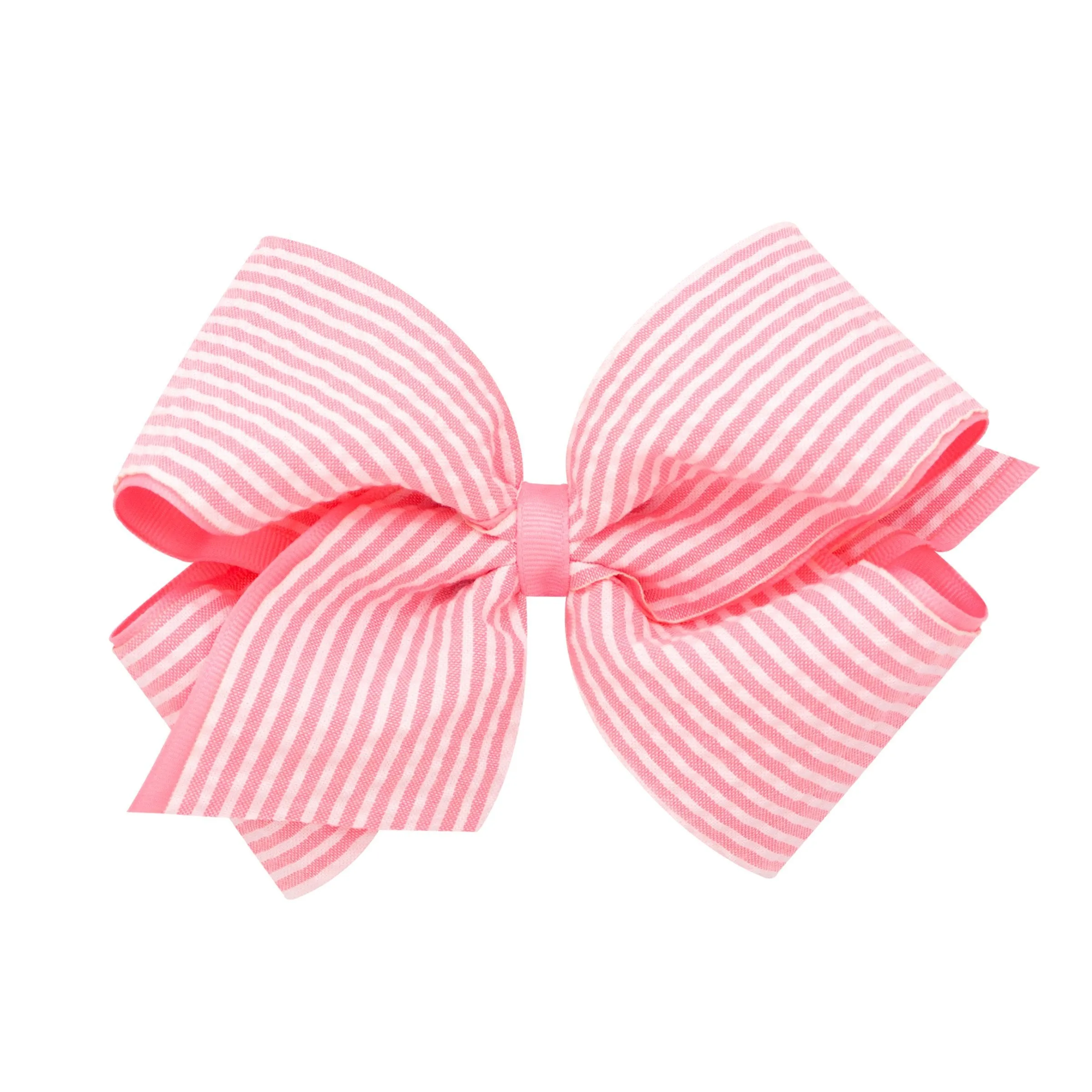 Medium Seersucker Grosgrain Overlay Bow