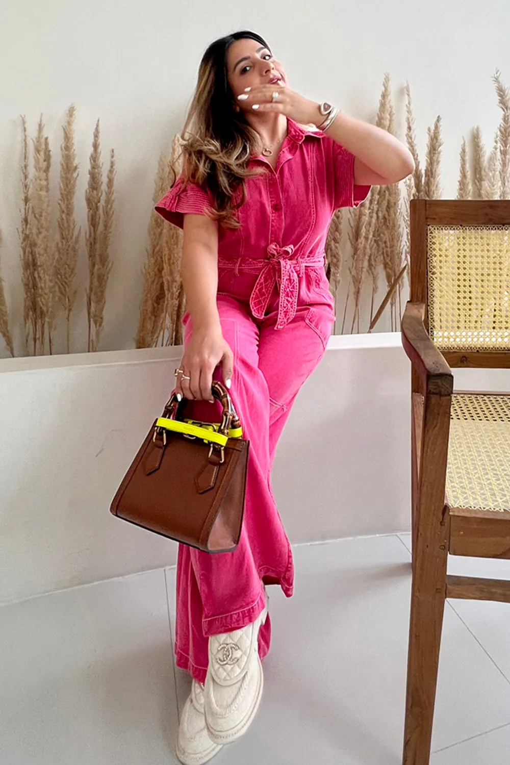 Meghna Pahwa Sahni In Our Adele Pink Jumpsuit