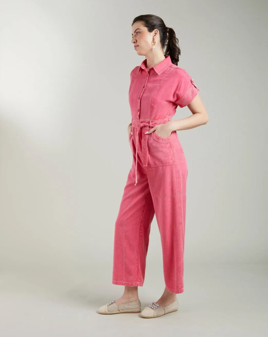 Meghna Pahwa Sahni In Our Adele Pink Jumpsuit