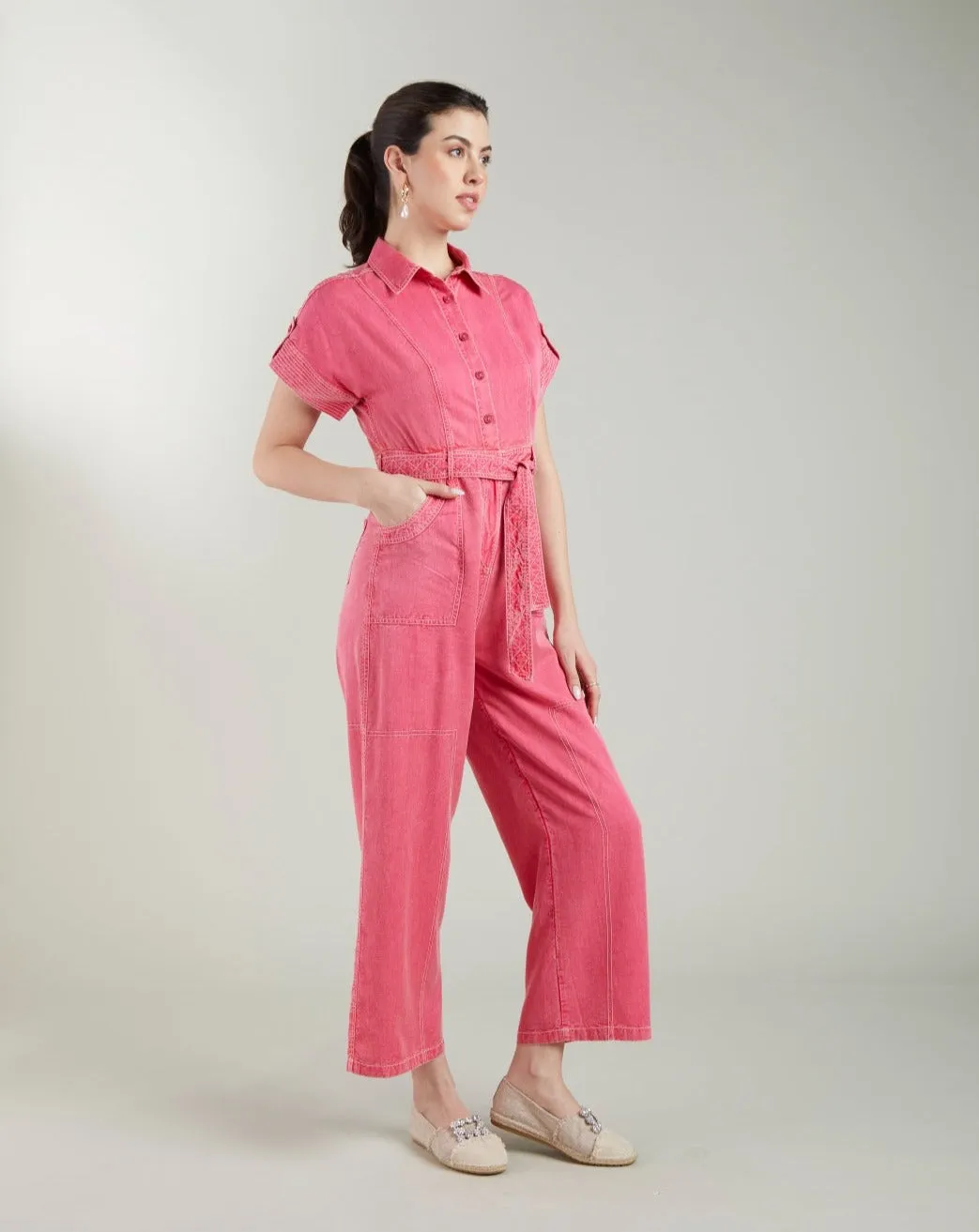 Meghna Pahwa Sahni In Our Adele Pink Jumpsuit