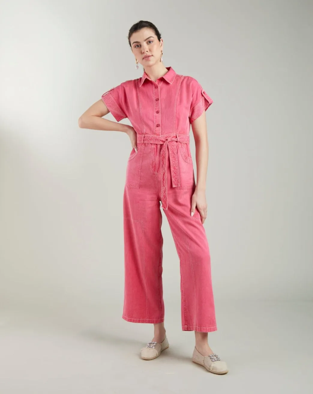 Meghna Pahwa Sahni In Our Adele Pink Jumpsuit