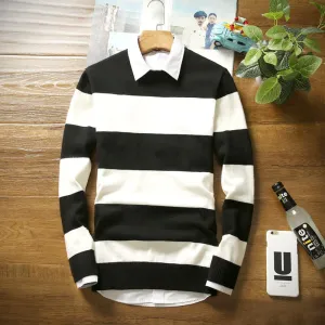 Men's Long Sleeve Striped Pullover