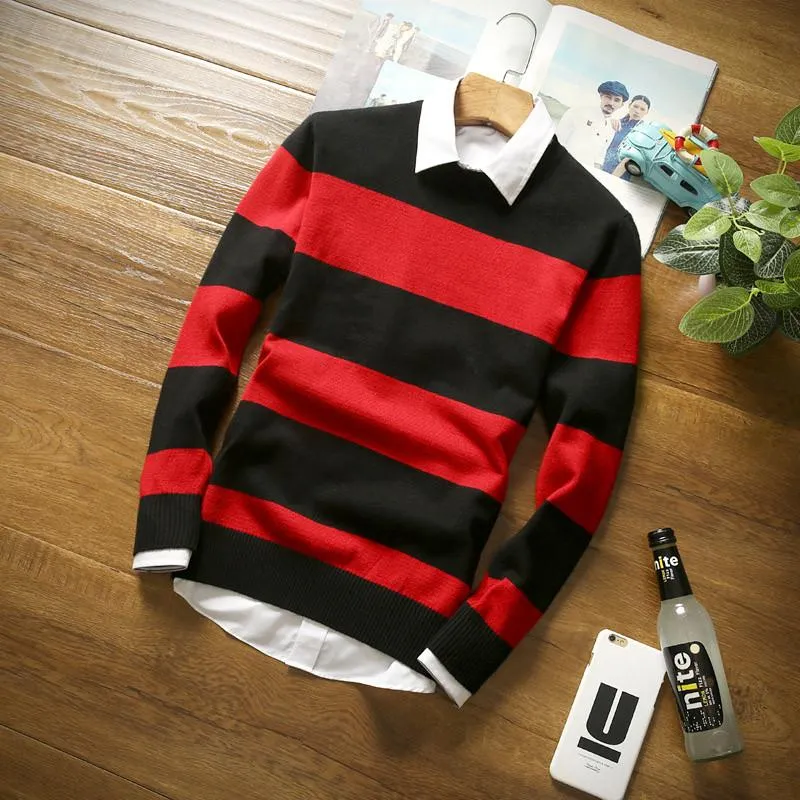 Men's Long Sleeve Striped Pullover