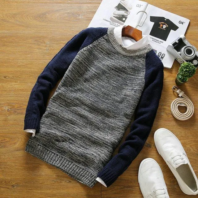 Men's Patchwork Knitted Puilover