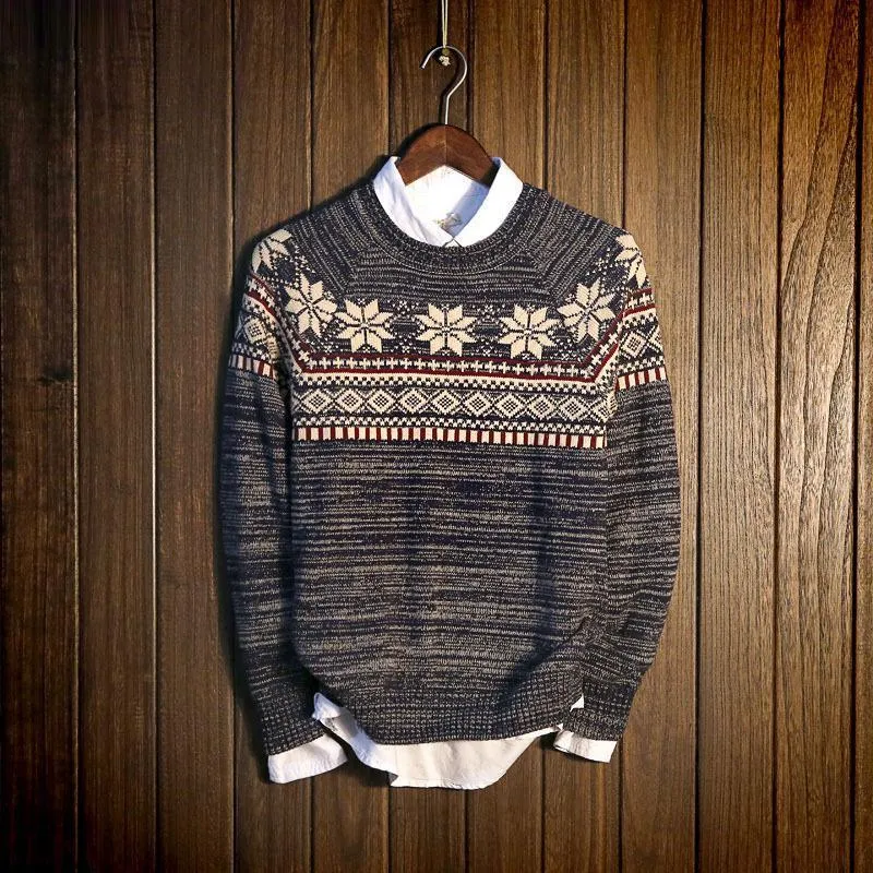 Men's Snowflake Knitted Pullover