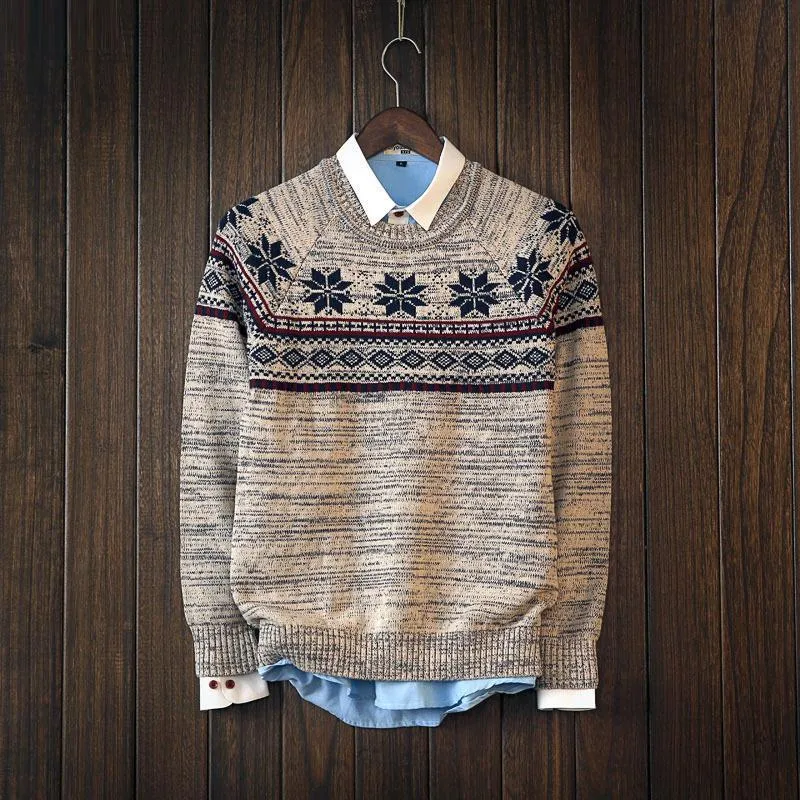 Men's Snowflake Knitted Pullover